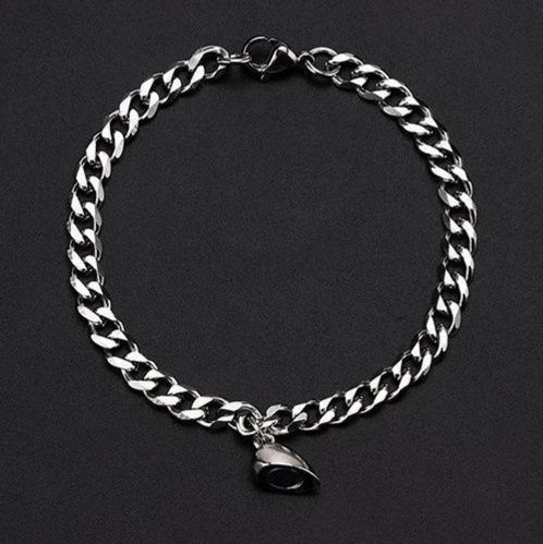 ペアブレスレット ハート型チャーム付き喜平チェーンペアブレスレット