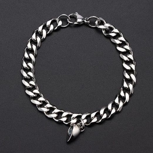 ペアブレスレット ハート型チャーム付き喜平チェーンペアブレスレット