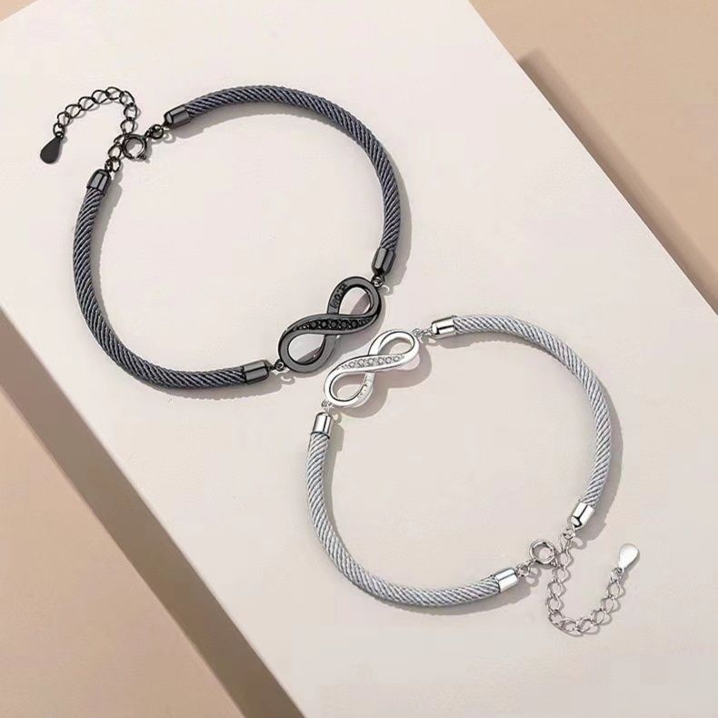 ペアブレスレット 永遠の絆を刻む無限モチーフ編み込みブレスレット