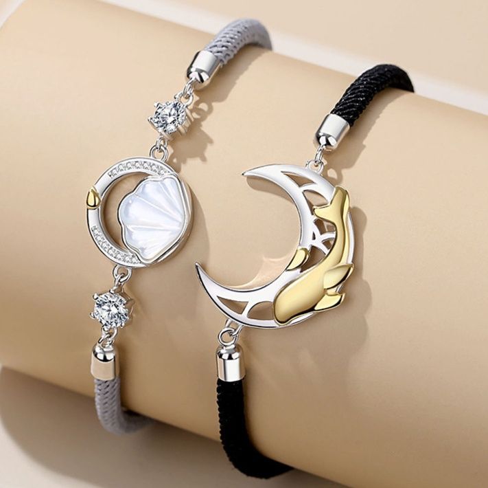 ペアブレスレット 月と手を繋ぐ絆デザインペアブレスレット