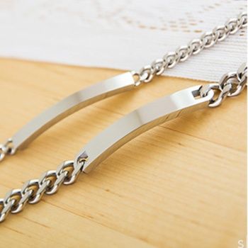 喜平チェーン平打ちプレート刻印対応ペアブレスレット