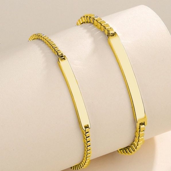 ペアブレスレット 恋愛相伴プレート型二連鎖デザインブレスレット