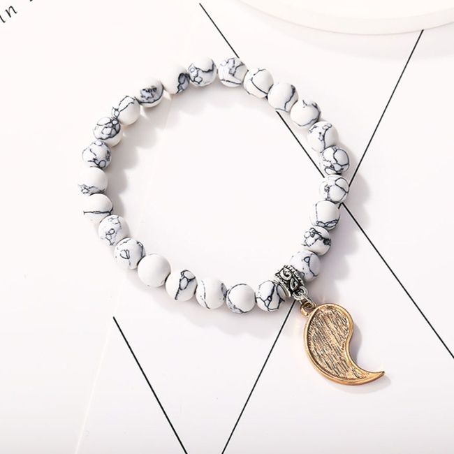 ペアブレスレット 陰陽太極図天然石ビーズペアブレスレット