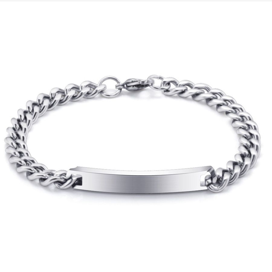 喜平チェーン平打ちプレート付きペアブレスレット