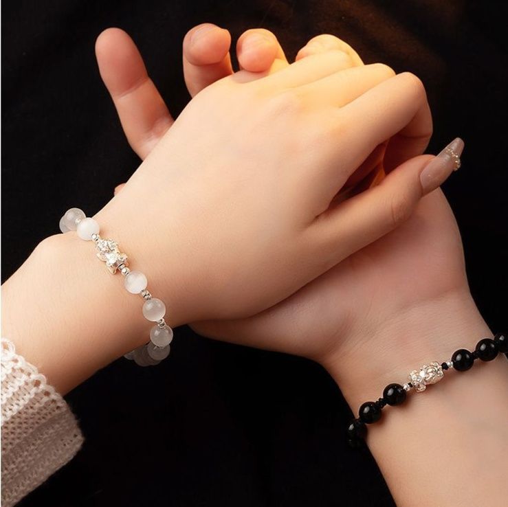 天然石誕生日石調節式ペアブレスレット