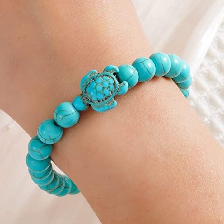 ペアブレスレット 天然石亀モチーフ誕生日石ペアブレスレット