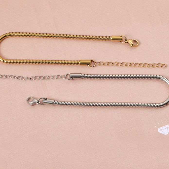 ペアブレスレット スネークチェーン細身ステンレスペアブレスレット
