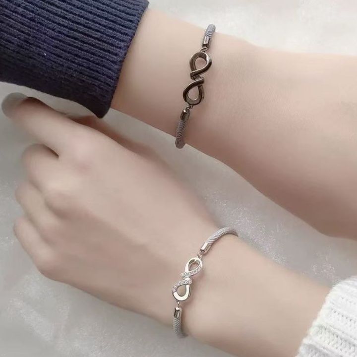 【Link Code】シルバーメビウスリボン モノクロコードペアブレスレット