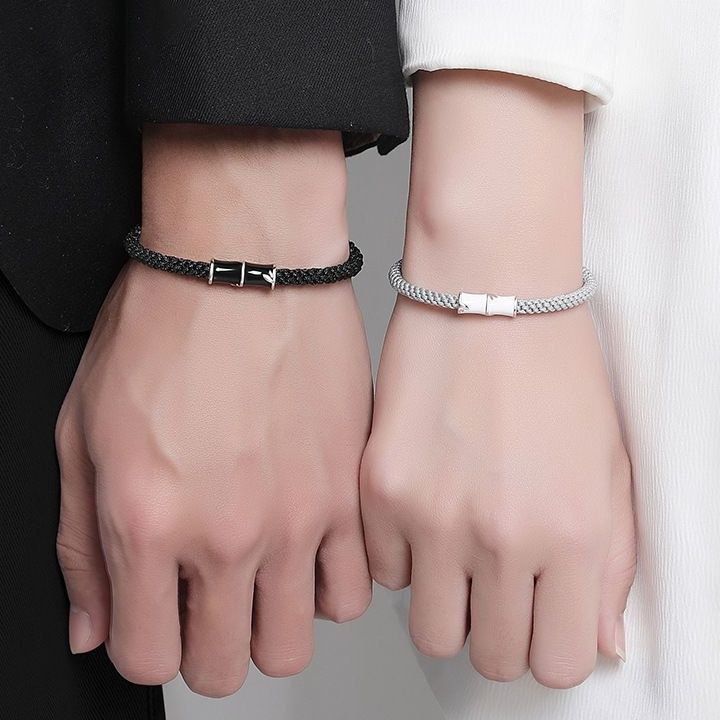 竹節モチーフ ペアブレスレット ～しなやかな編み紐と竹の節をイメージしたデザインがふたりの絆をつなぐナチュラルなアクセサリー～ (2本セット)