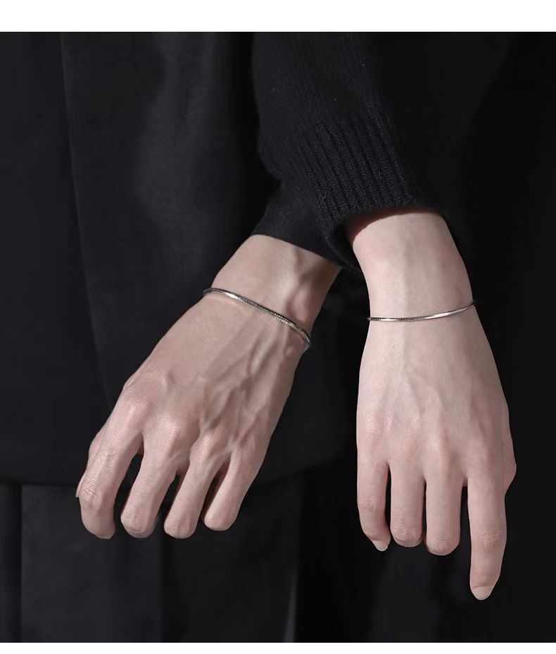 ブレスレットペア 蛇骨シンプルチェーンブレスレット