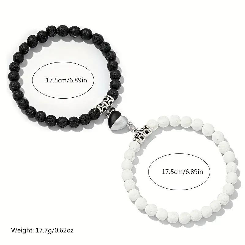 ハート結び天然石ペアブレスレット誕生日石