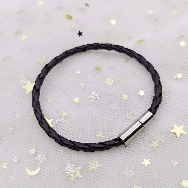 ペアブレスレット 編み込み本革ペアブレスレット マグネット式留め具