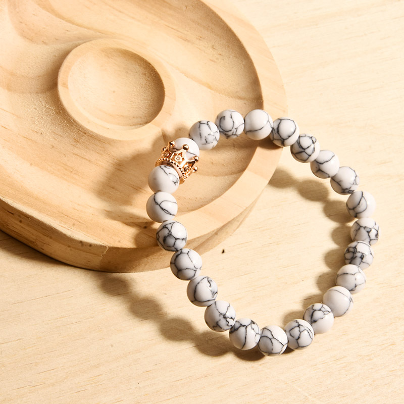 ペアブレスレット 王冠飾り天然石ペアブレスレット誕生日石