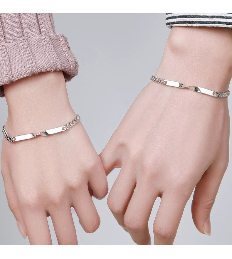 ブレスレットペア 絆のプレートチェーンブレスレット