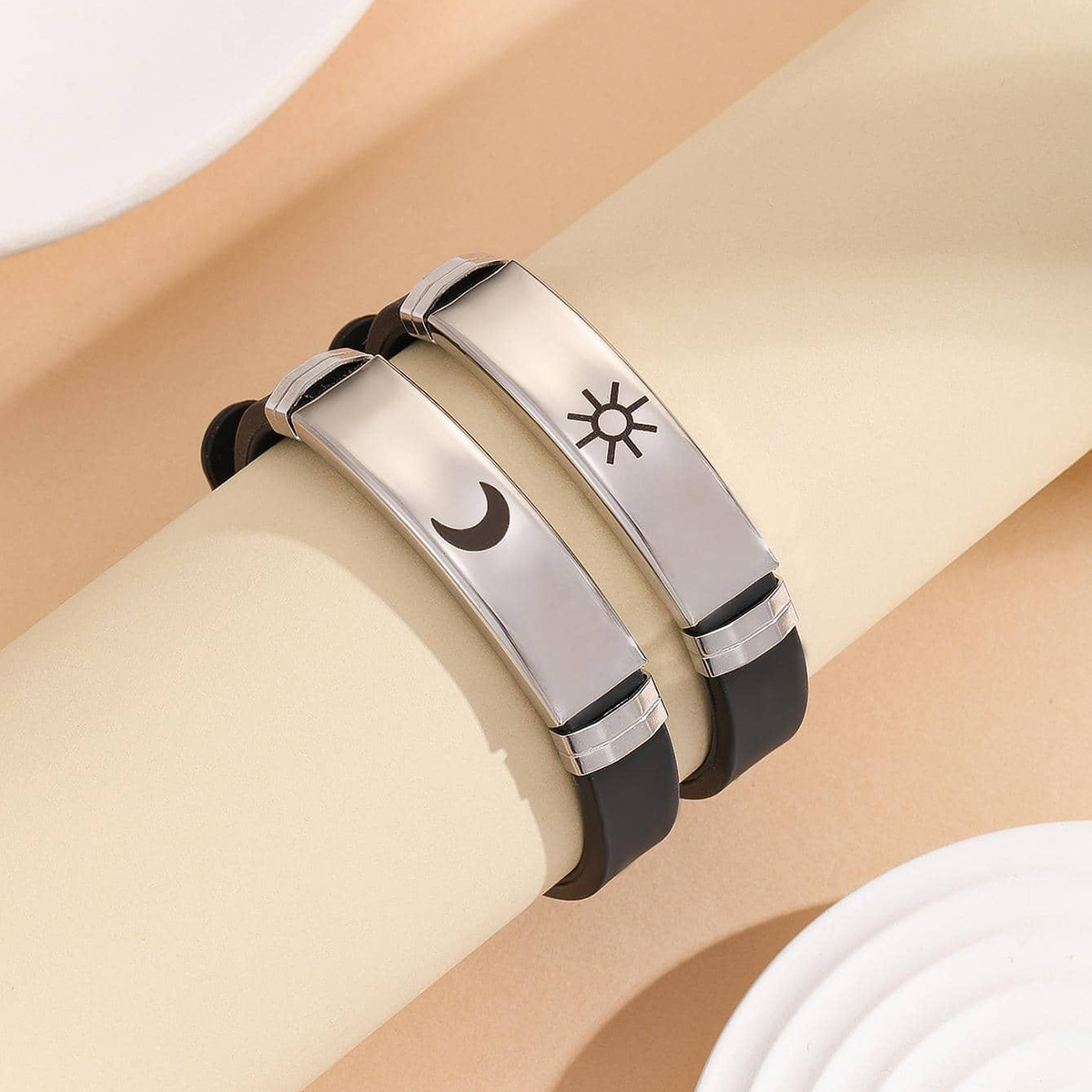 ペアブレスレット 無限マークとハートチャーム付き喜平チェーン