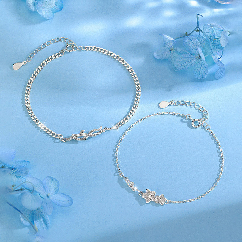 勿忘我の花咲く想い出ペアブレスレット