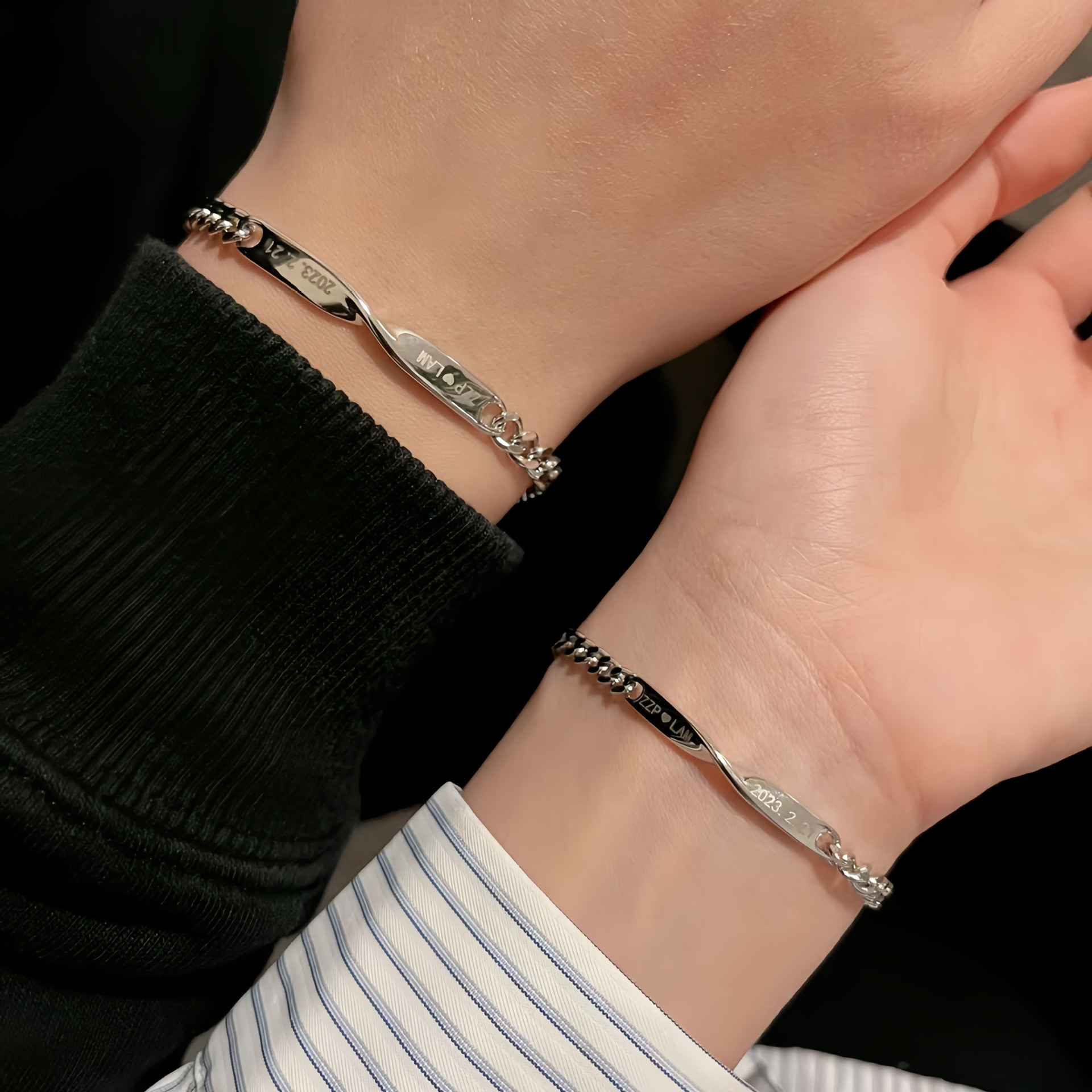 ブレスレットペア 絆結び シンプル鎖ブレスレット