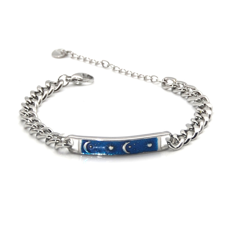 ペアブレスレット 月と星の夜空モチーフ喜平チェーンブレスレット