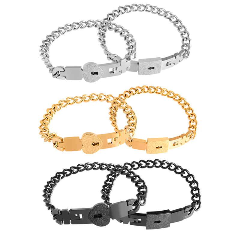 ペアブレスレット 鍵と鍵穴モチーフ同心錠チェーンブレスレット