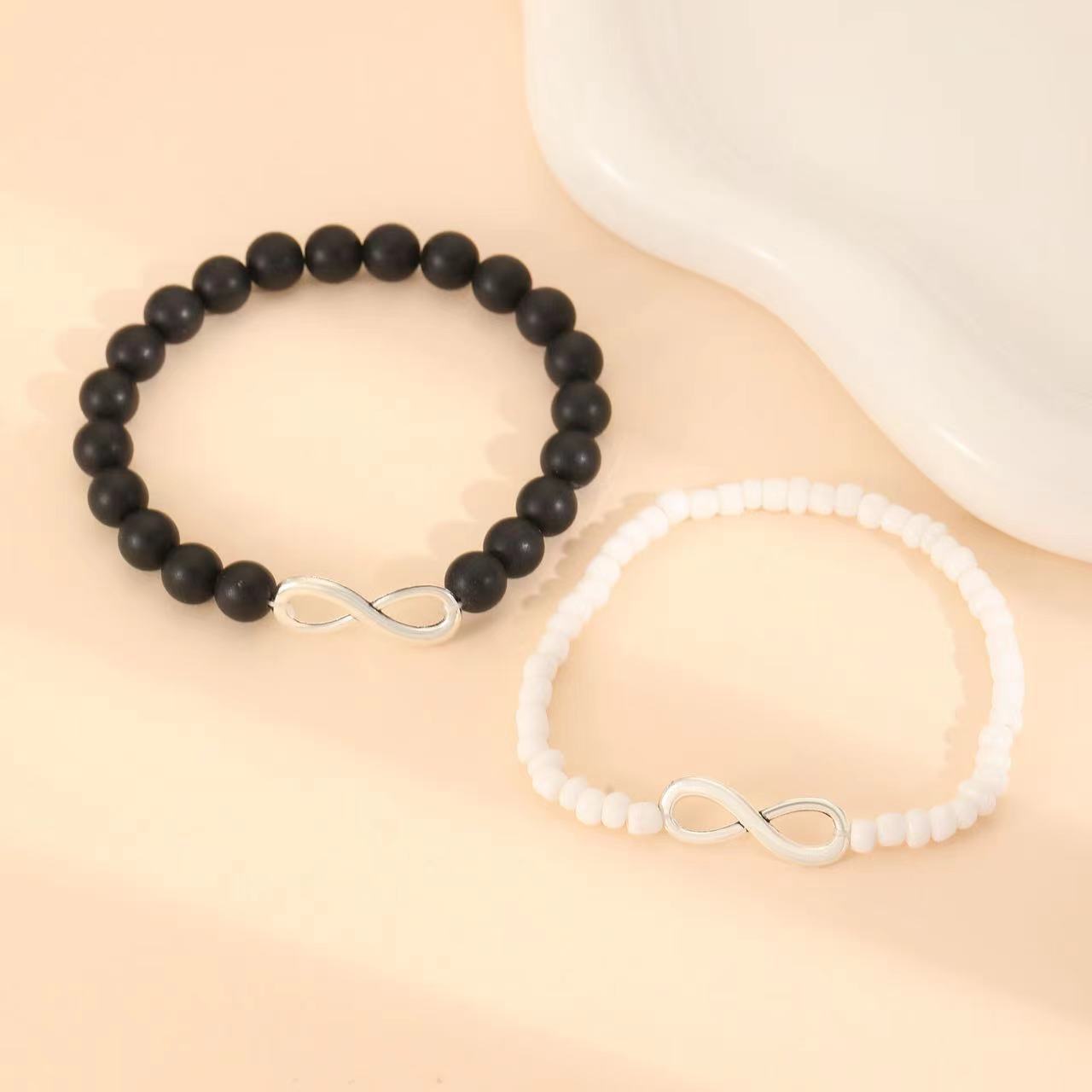 ペアブレスレット 無限の絆を刻む天然石ビーズの永遠記号腕飾り