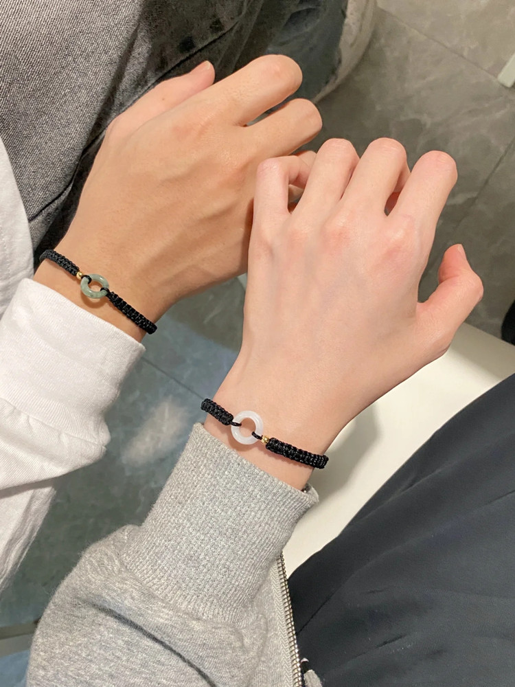 ブレスレットペア 絆結び翡翠ブレスレットペア