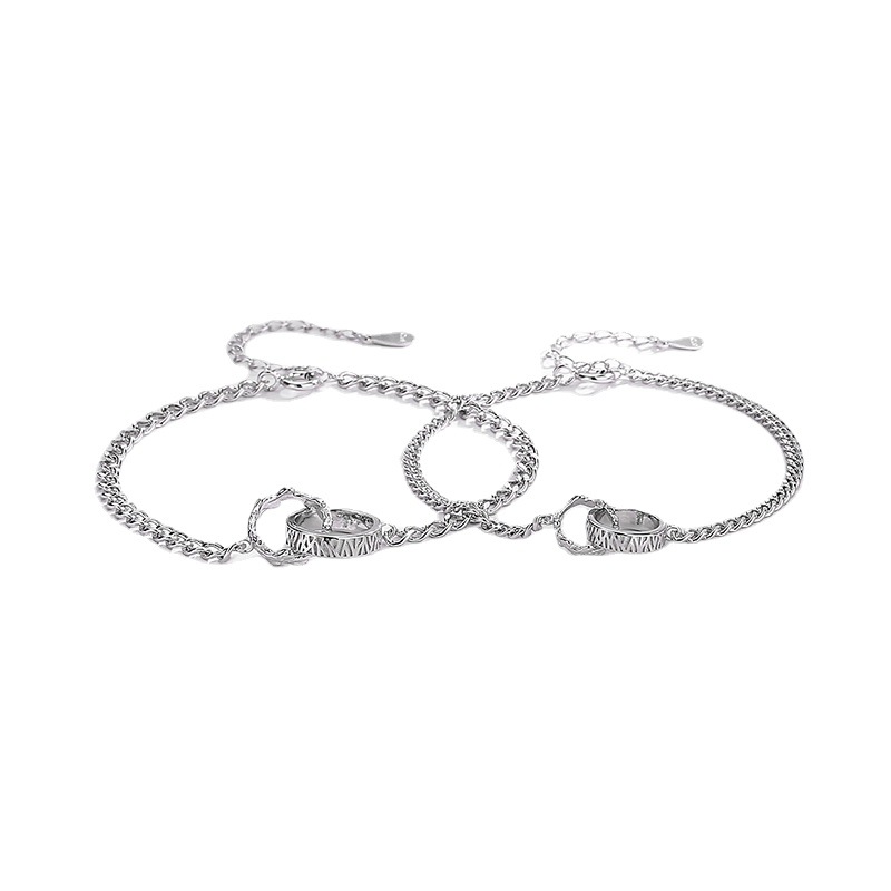 永遠の輪モチーフ繊細チェーンペアブレスレット