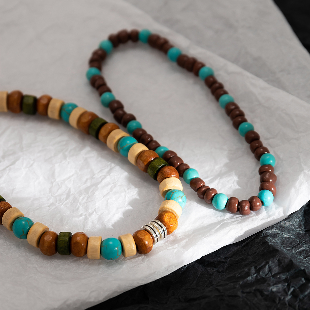 ペアブレスレット 天然石ウッドビーズ誕生日石ペアブレスレット
