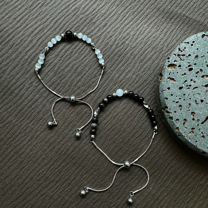 天然石調節可能ペアブレスレット誕生日石