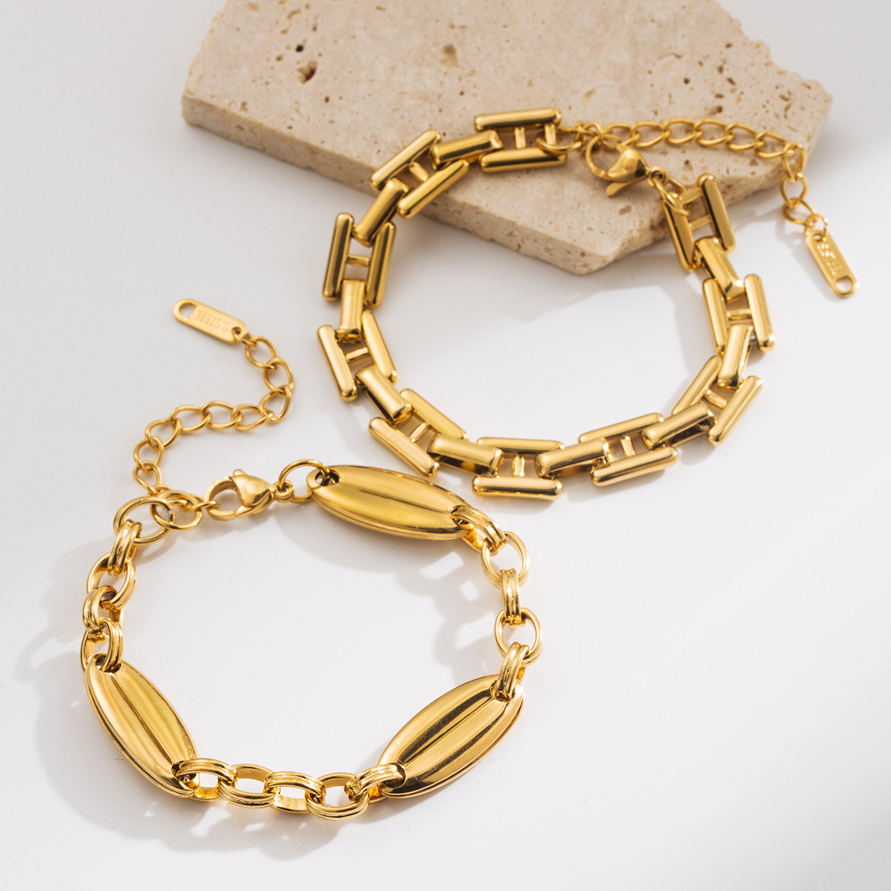 ペアブレスレット 楕円モチーフチェーンペアブレスレット