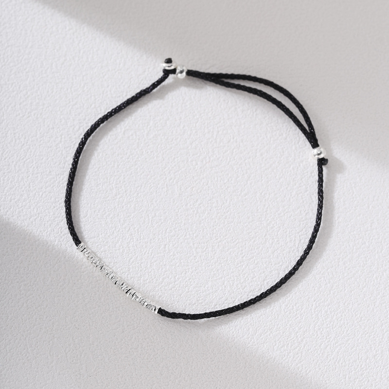 シルバービーズ編み紐ペアブレスレット