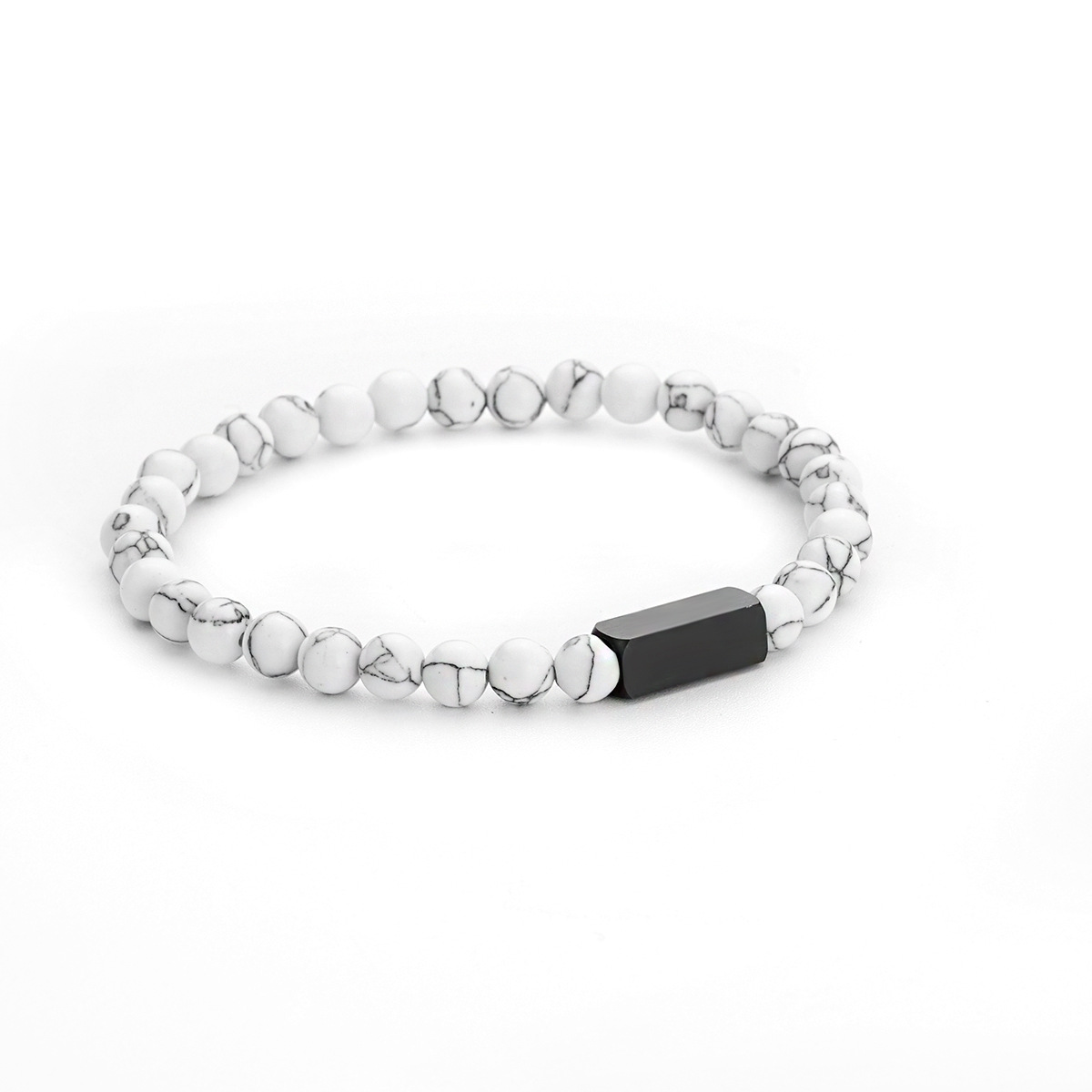 ペアブレスレット 天然石とプレート飾りのペアブレスレット