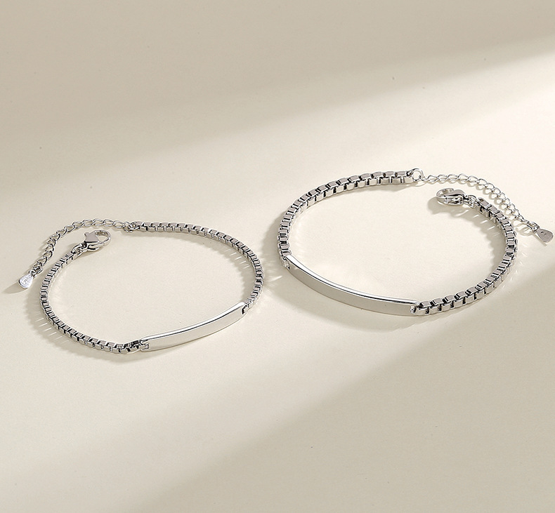 ペアブレスレット 恋愛相伴プレート型二連鎖デザインブレスレット