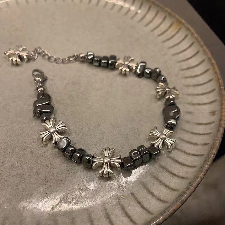 ペアブレスレット 十字架モチーフビーズ連ペア腕飾り