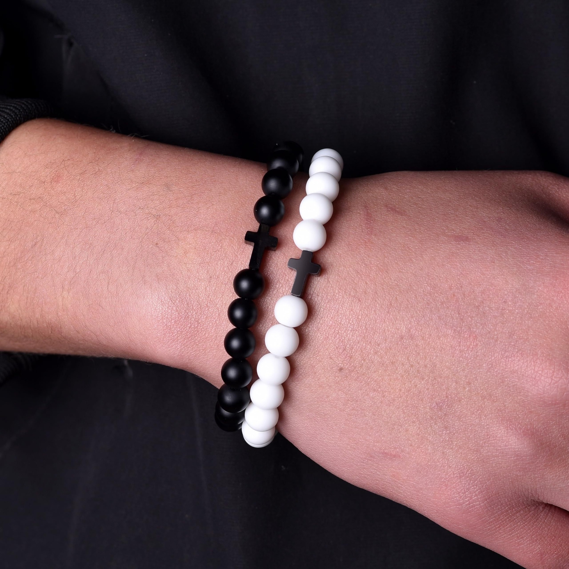 ペアブレスレット 十字架モチーフ誕生日石ペアブレスレット