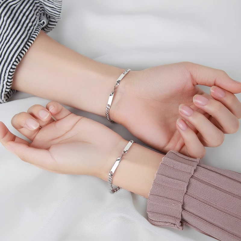 ブレスレットペア 絆のプレートチェーンブレスレット