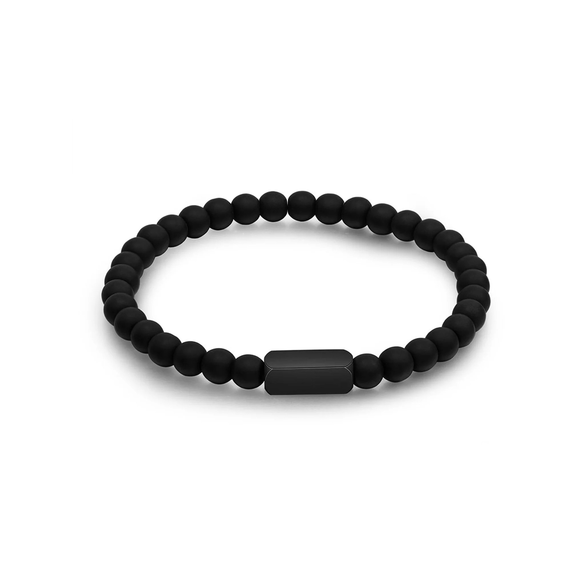 ペアブレスレット 天然石とプレート飾りのペアブレスレット