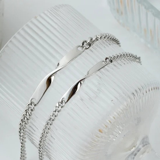 名入れ刻印付き喜平チェーンペアブレスレット