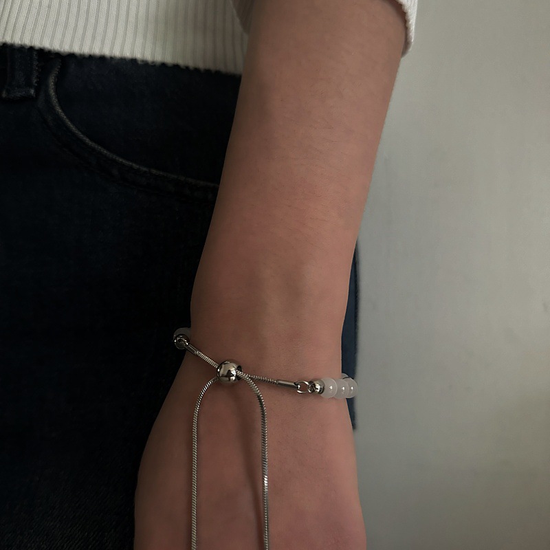 天然石調節可能ペアブレスレット誕生日石