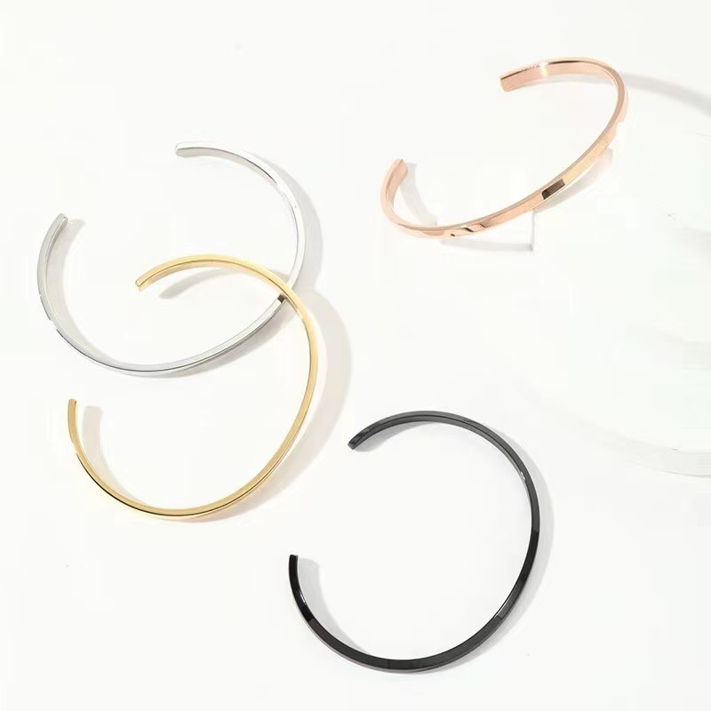 ペアブレスレット シンプル開放式カフブレスレット二本組