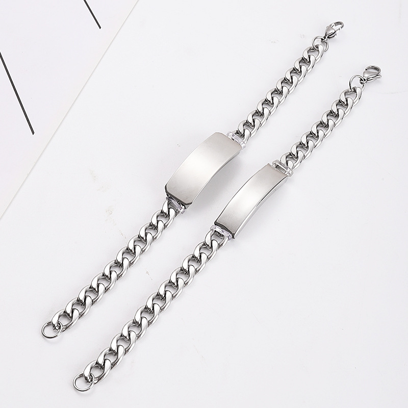 ペアブレスレット 喜平チェーン識別プレート付ペア手鎖