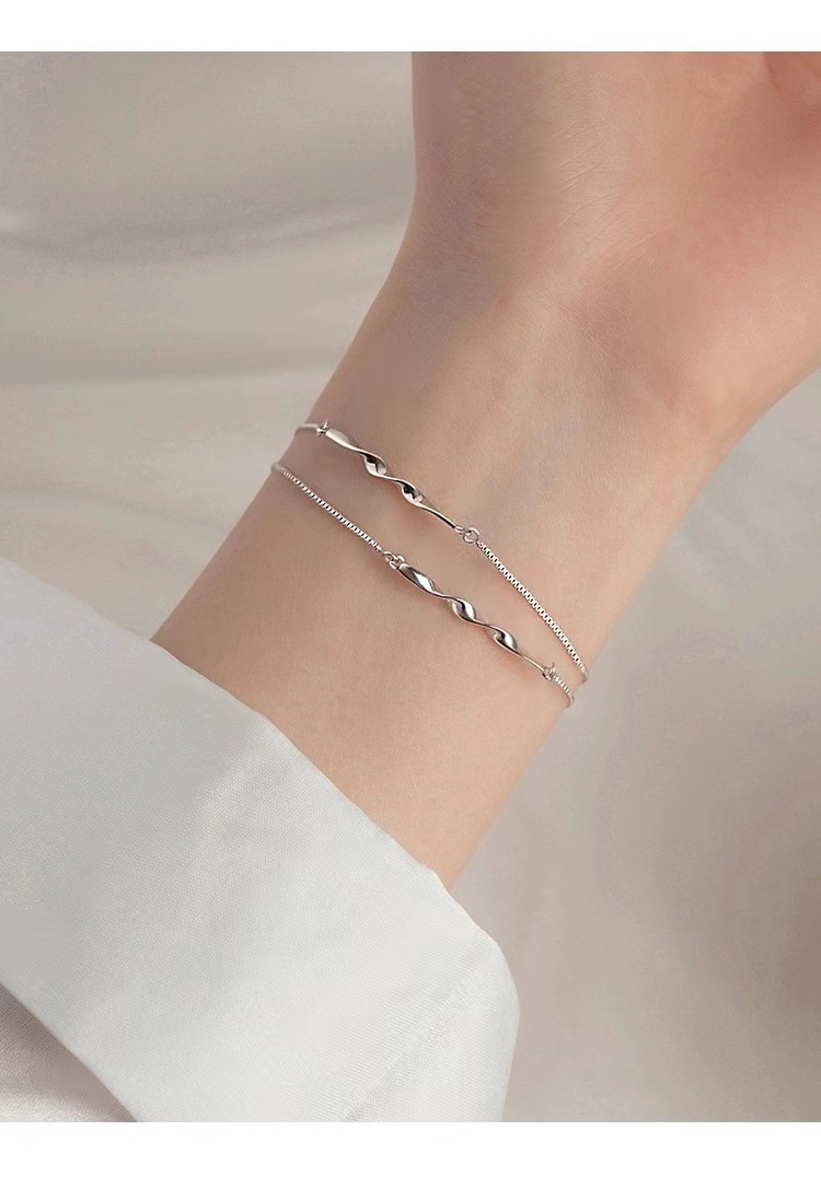 ブレスレットペア ねじれ煌めき 二連ブレスレット