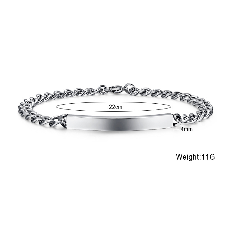 喜平チェーン平打ちプレート刻印対応ペアブレスレット