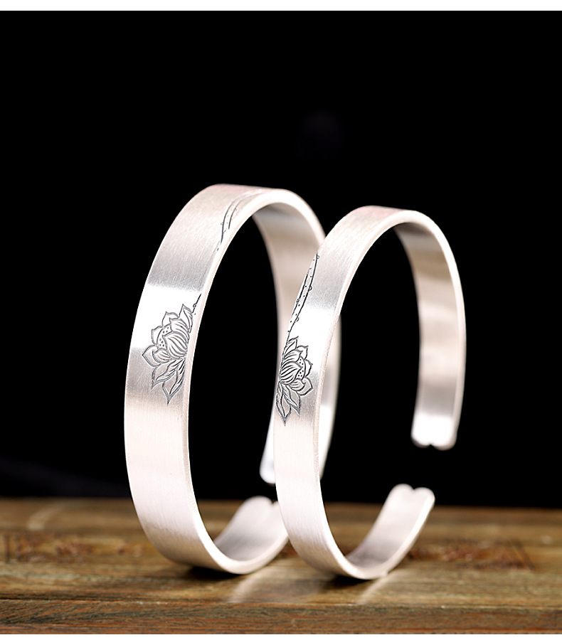 蓮花模様刻印バングル型ペアブレスレット