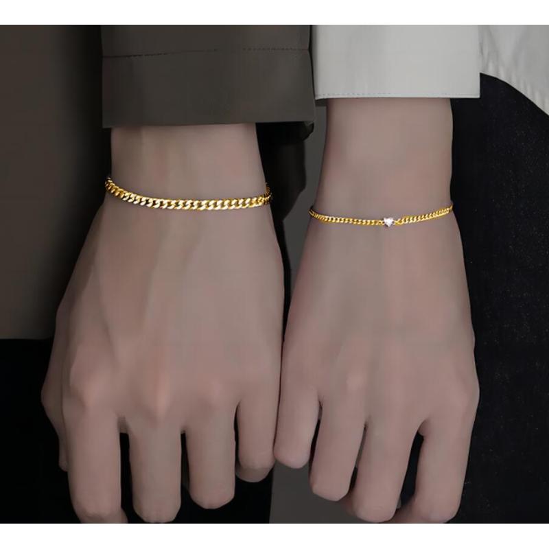 ブレスレットペア 絆の輝き 二連チェーンブレスレット