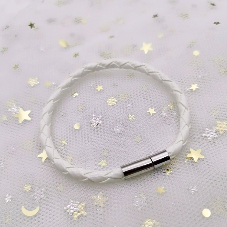 ペアブレスレット 編み込み本革ペアブレスレット マグネット式留め具