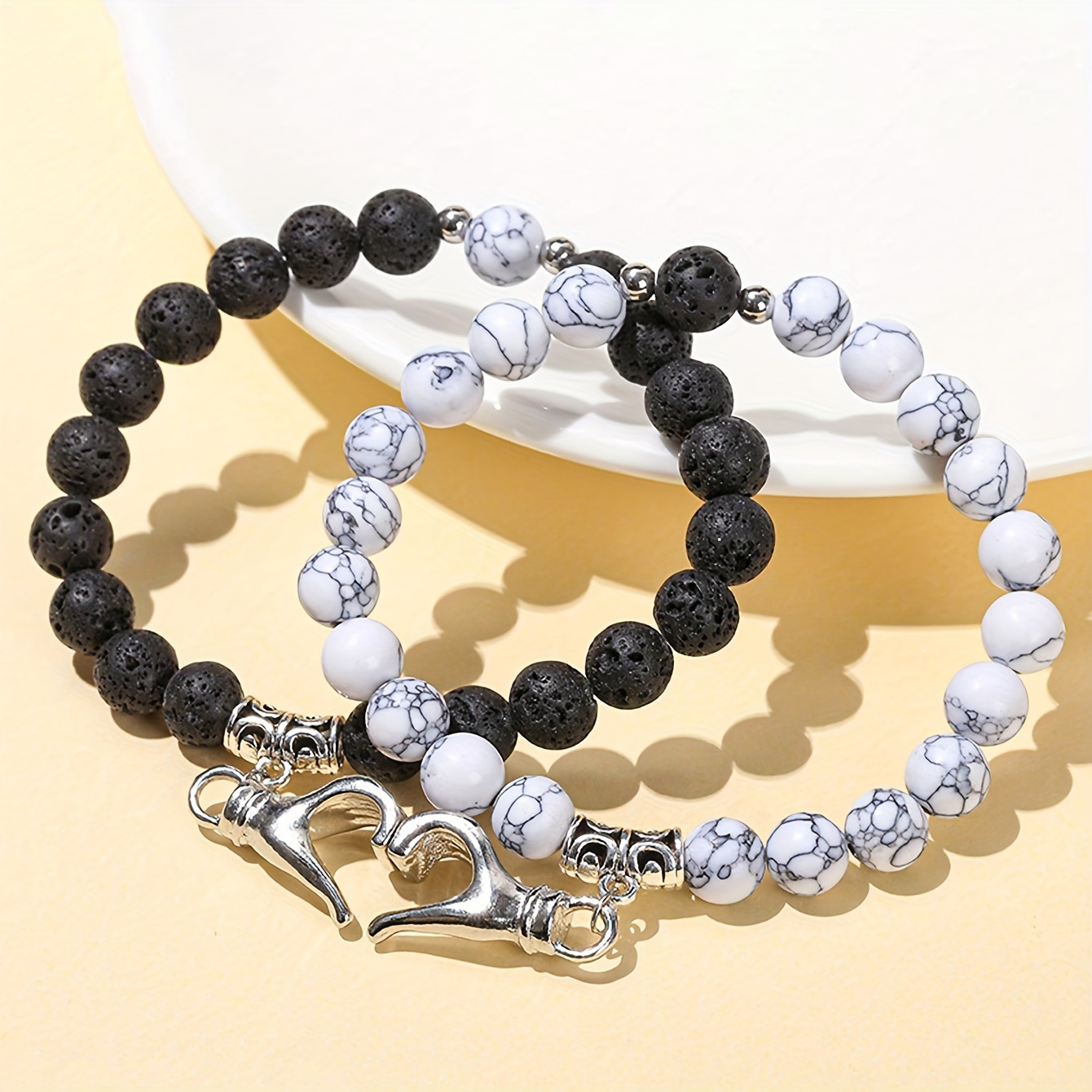 ペアブレスレット 猫モチーフ天然石ペアブレスレット誕生日石