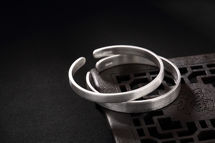 ペアブレスレット 簡約拉絲開口式ペアブレスレット