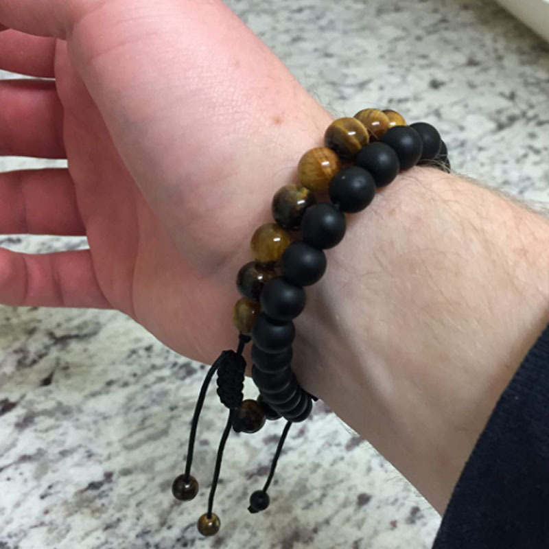 ペアブレスレット 天然石調節式組紐ペアブレスレット誕生日石