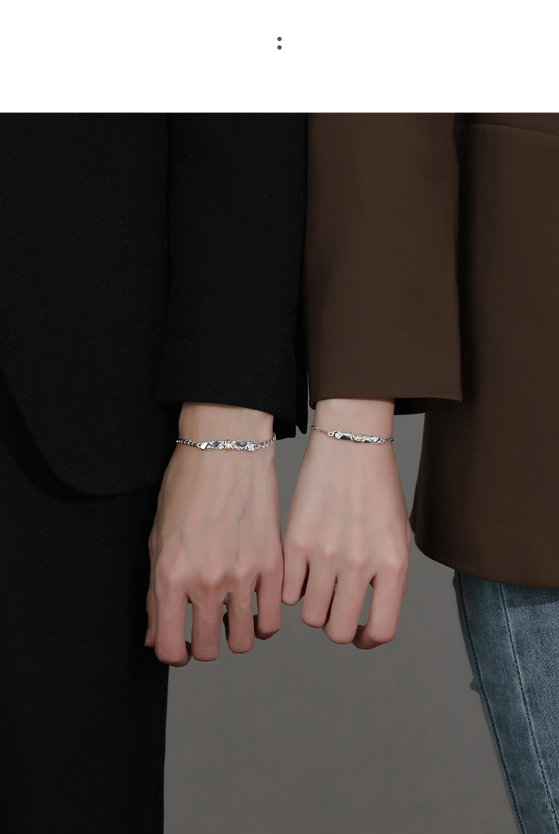 ブレスレットペア 繊細な輝き シンプル細工ブレスレット