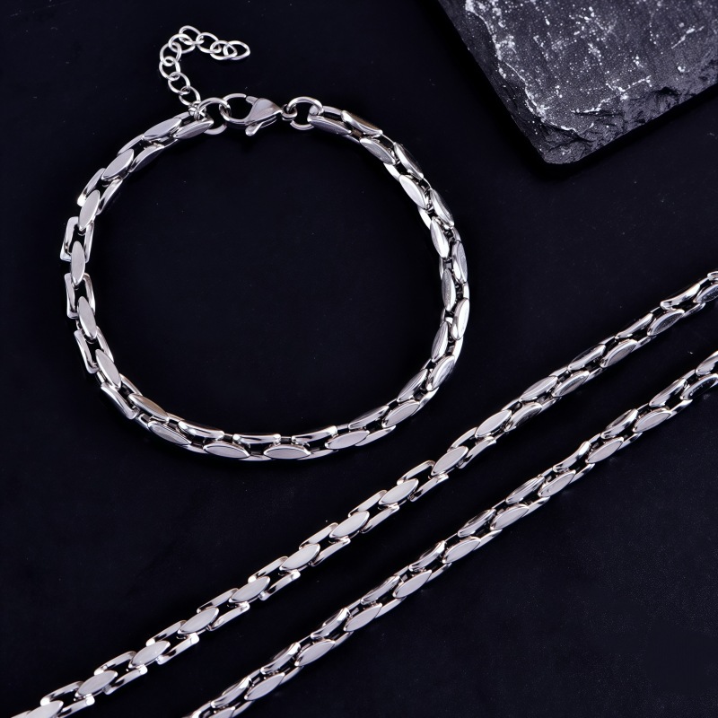 ペアブレスレット 幾何学模様チェーン編みペアブレスレット